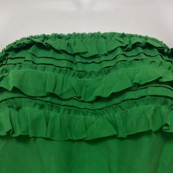 Parker XS 100% Silk Strapless Top Green Elastic Waist Peplum Blouson Top NWOT - Picture 3 of 9